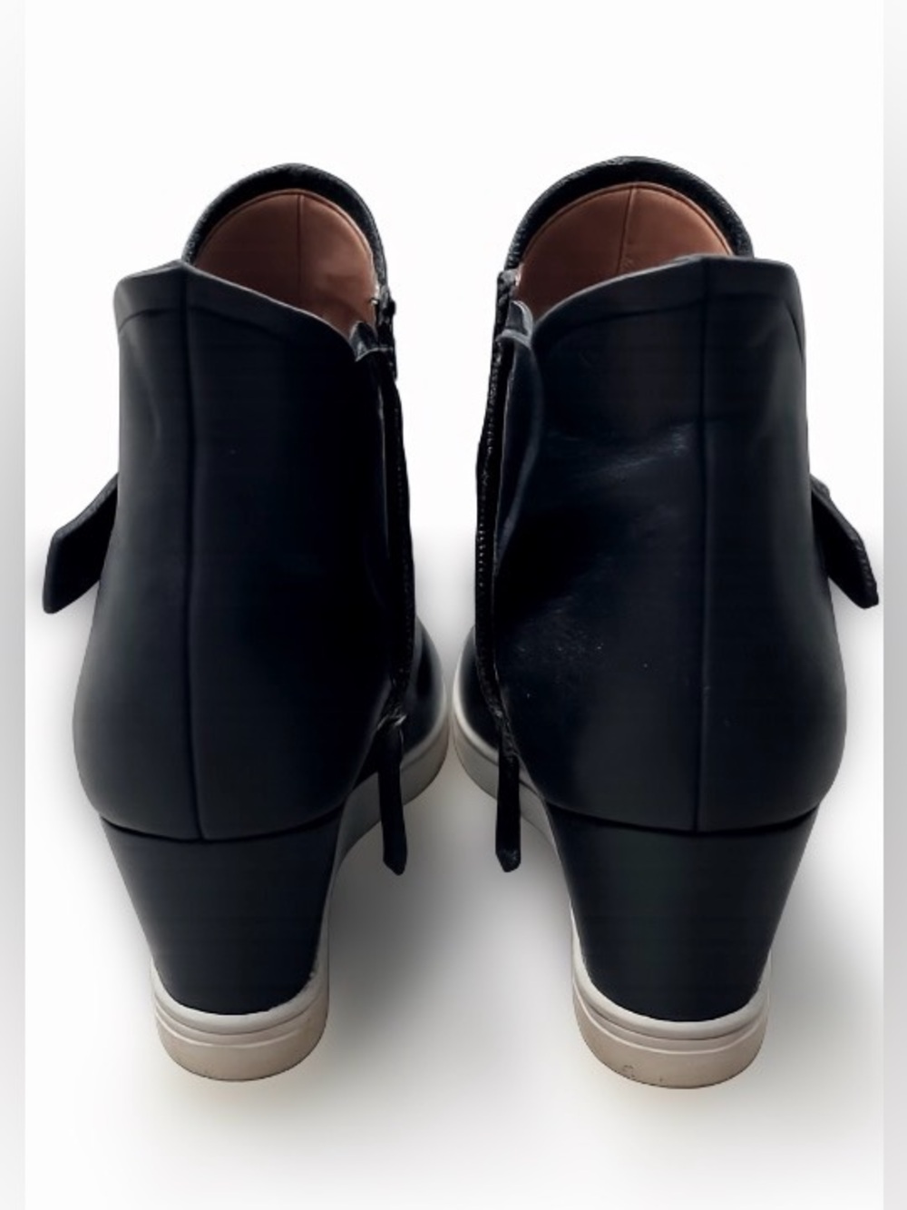 Paolo Black Wedge Ankle Sneakers with Decorative Strap - Picture 2 of 4